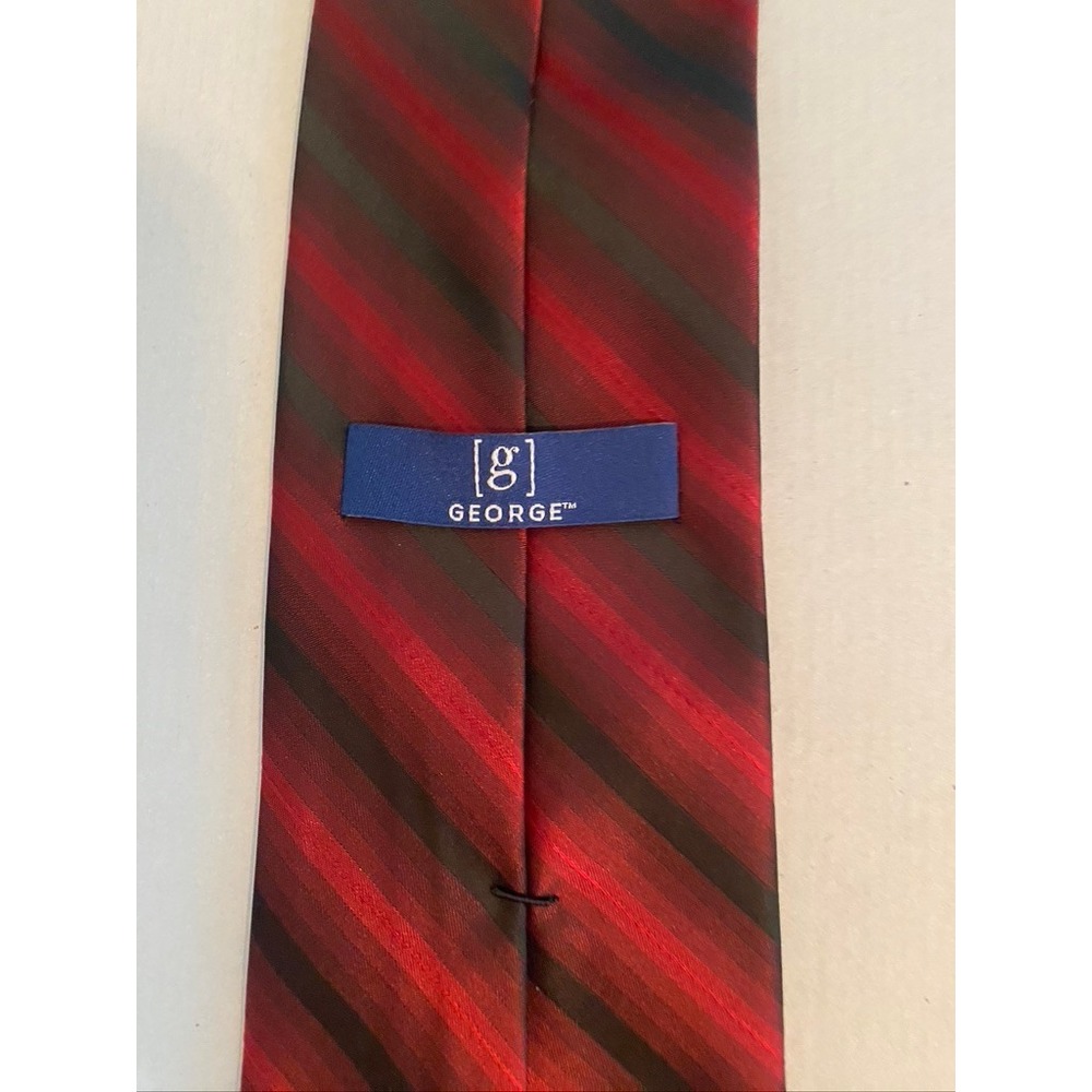 George Mens Necktie Red Black Striped Classic Formal Business Polyester Tie
